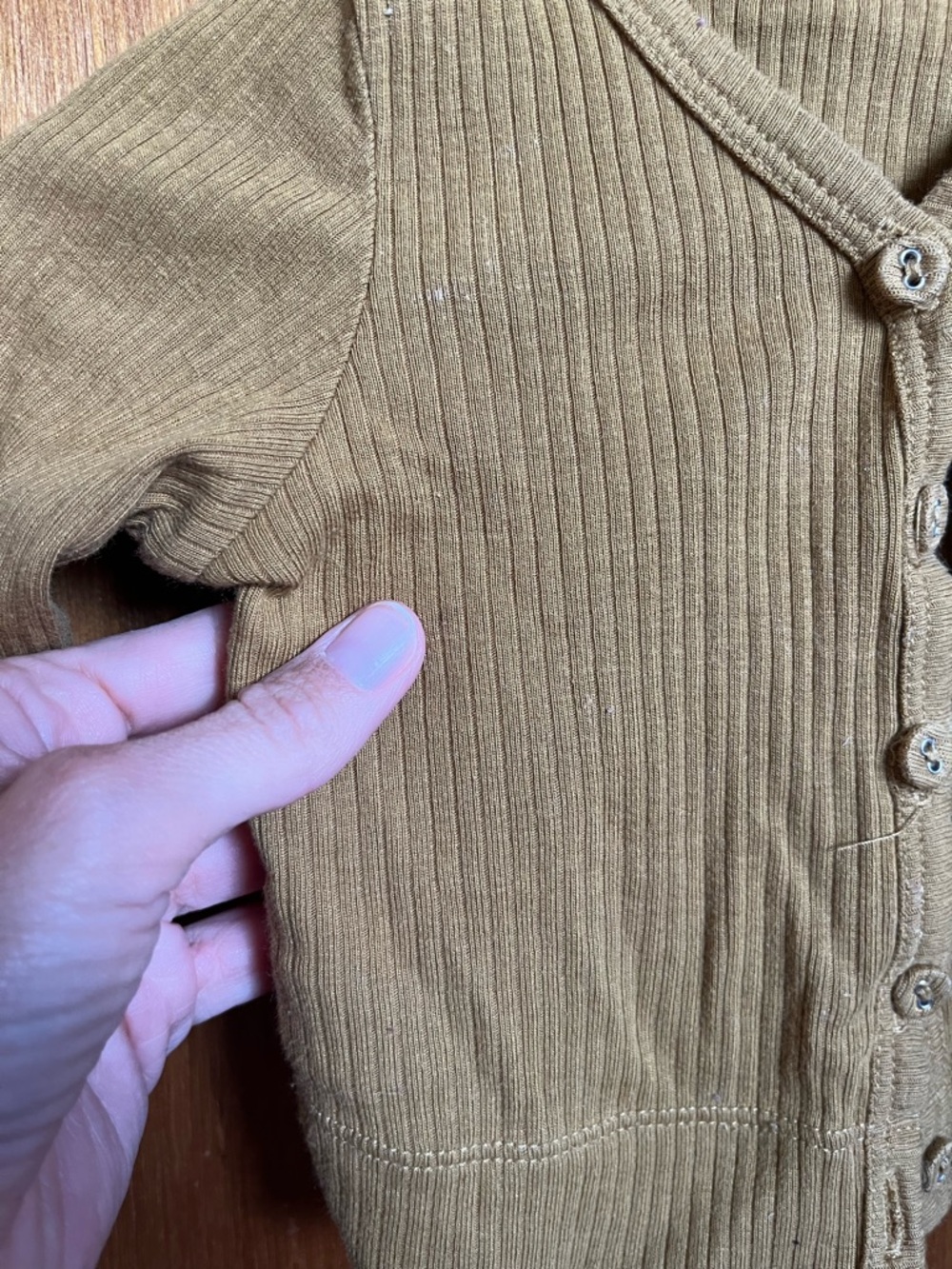 Jamie Kay Ribbed Button-Front Cardigan in Camel - Picture 5 of 5